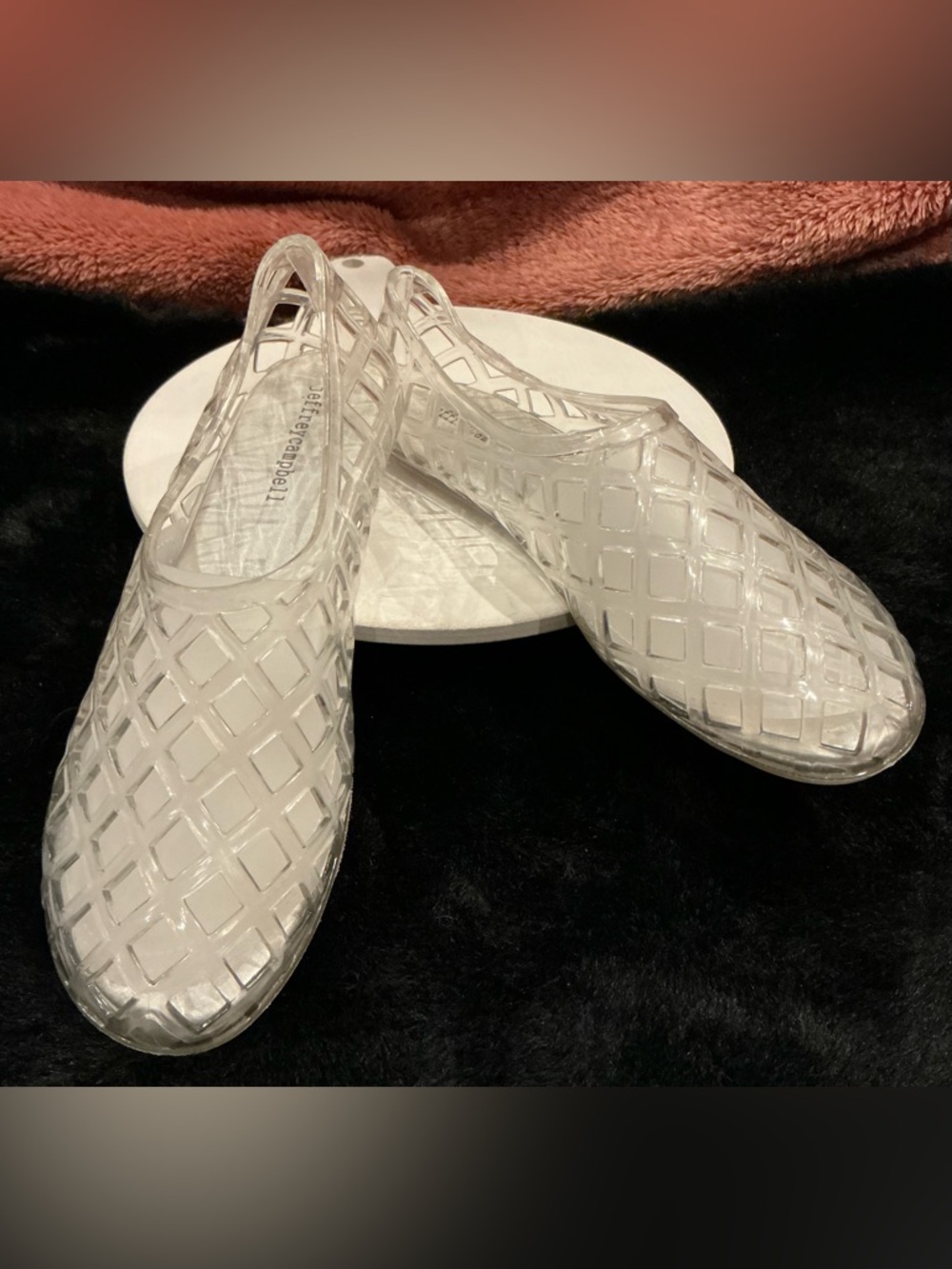 Jeffrey Campbell Clear Lattice Jellz Slip-On Flats - Transparent Size 9